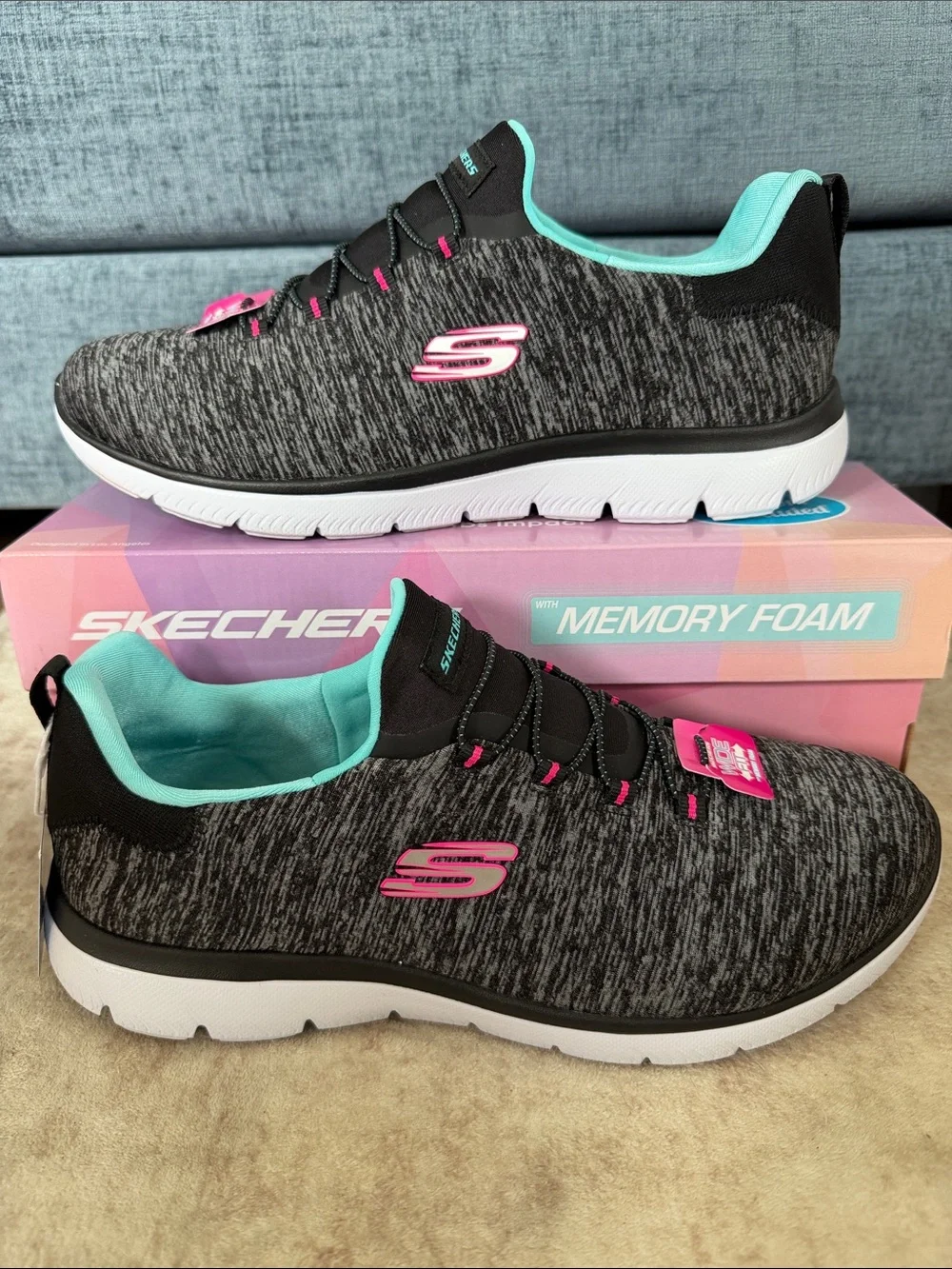 Skechers Women's Summit Quick Getaway Heather Gray Slip-On Sneakers